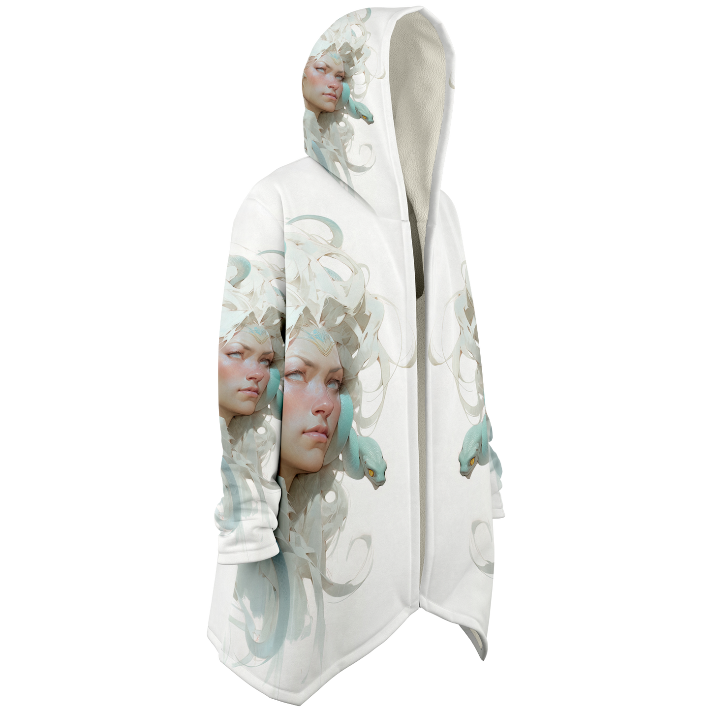 White Medusa Queen Microfleece Cloak