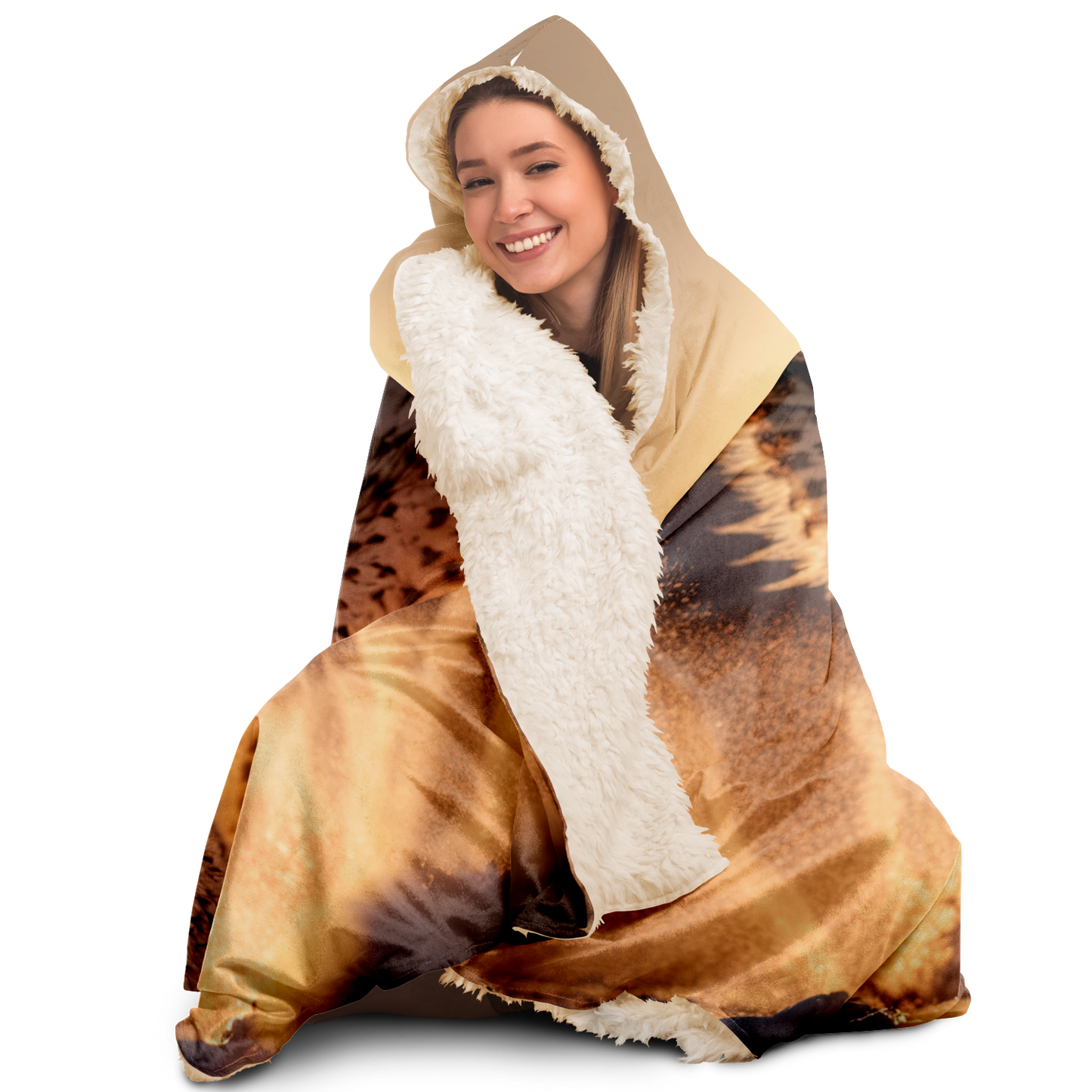 Winged Snow Lynx Hooded Blanket