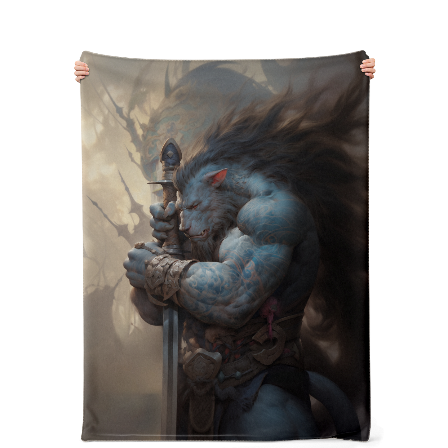 Werewolf Warrior Premium Microfleece Blanket