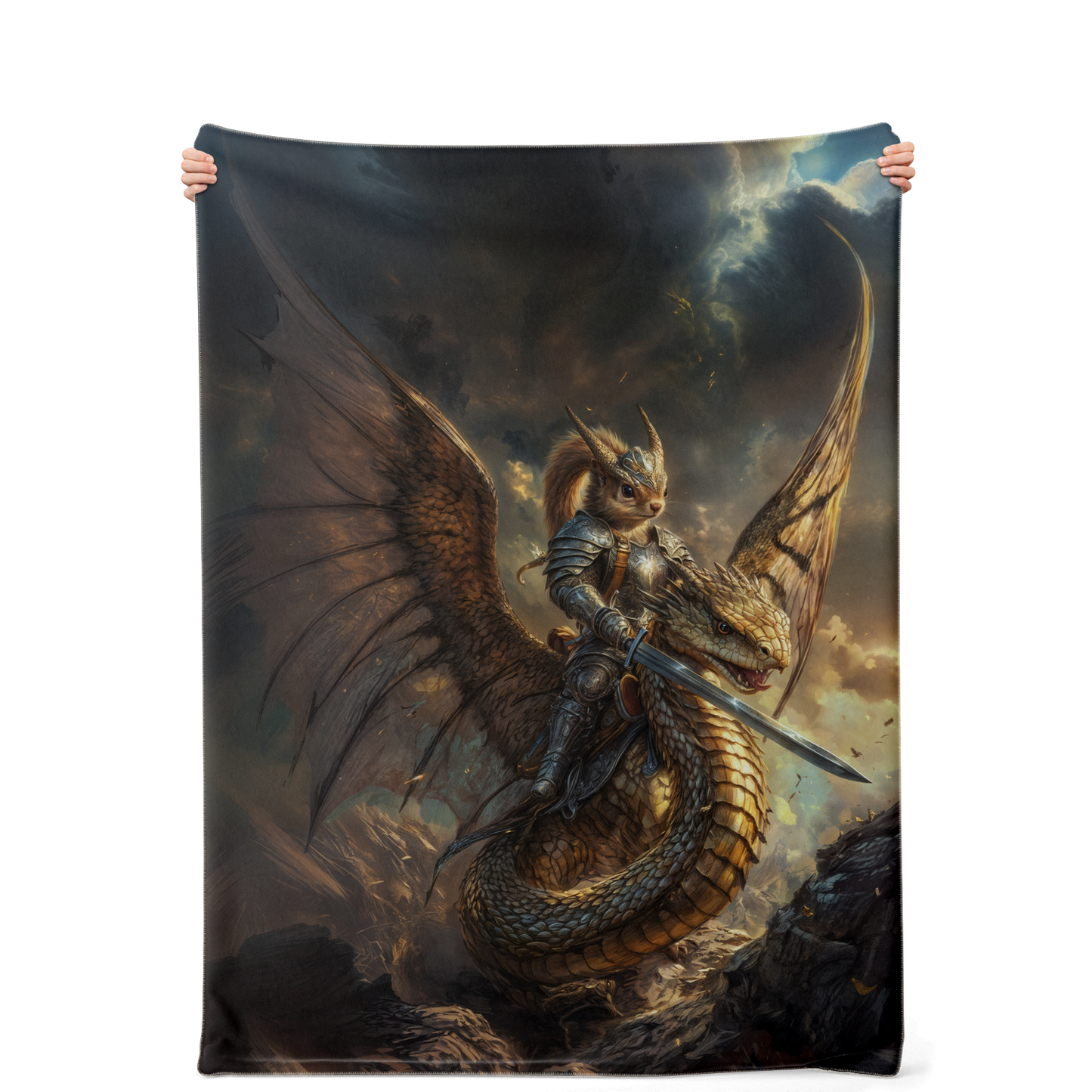 Winged Fury of the Squirrel Rider! Premium Microfleece Blanket