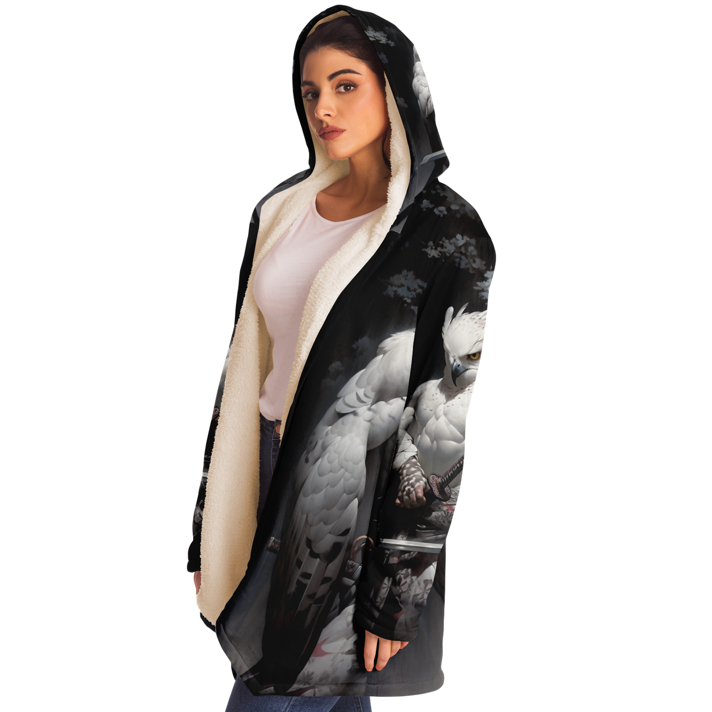 Falcon Owl Samurai Microfleece Cloak