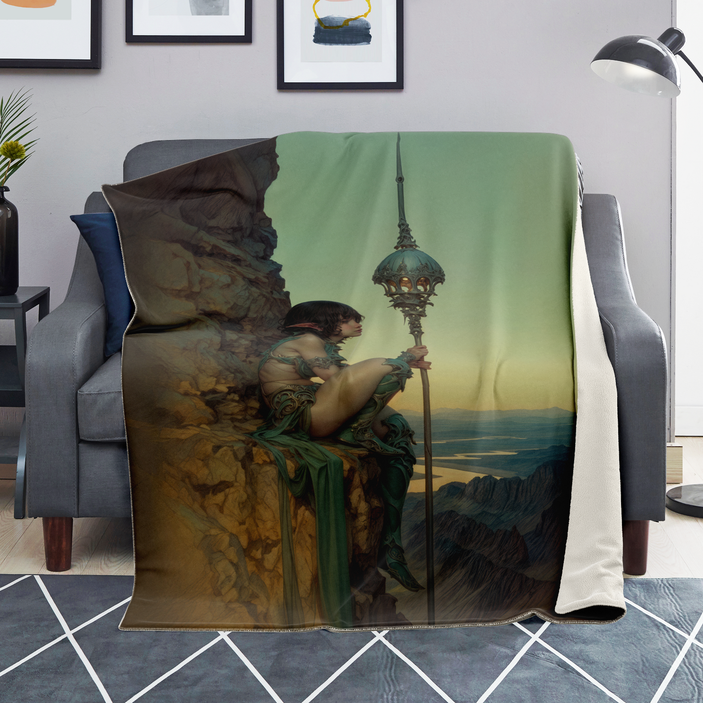 Keeper of the Celestial Flame Premium Microfleece Blanket