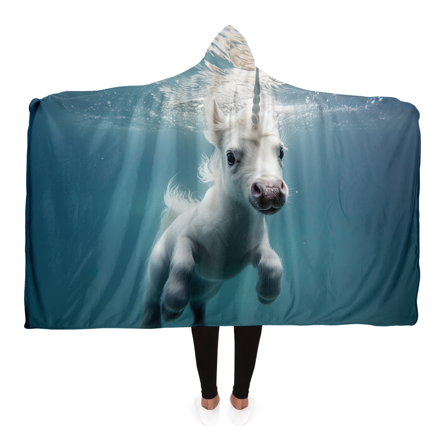 Unicorns Aquatic Escapade Hooded Blanket