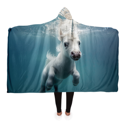 Unicorns Aquatic Escapade Hooded Blanket