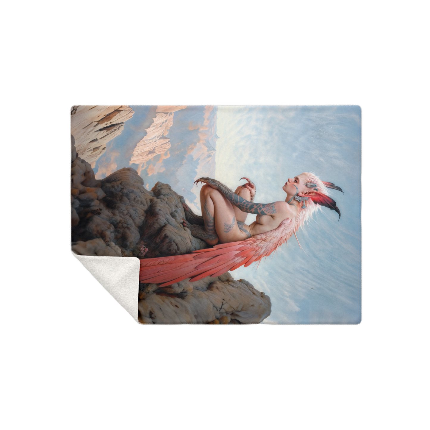 The Crimson Harpy's Oath Premium Microfleece Blanket