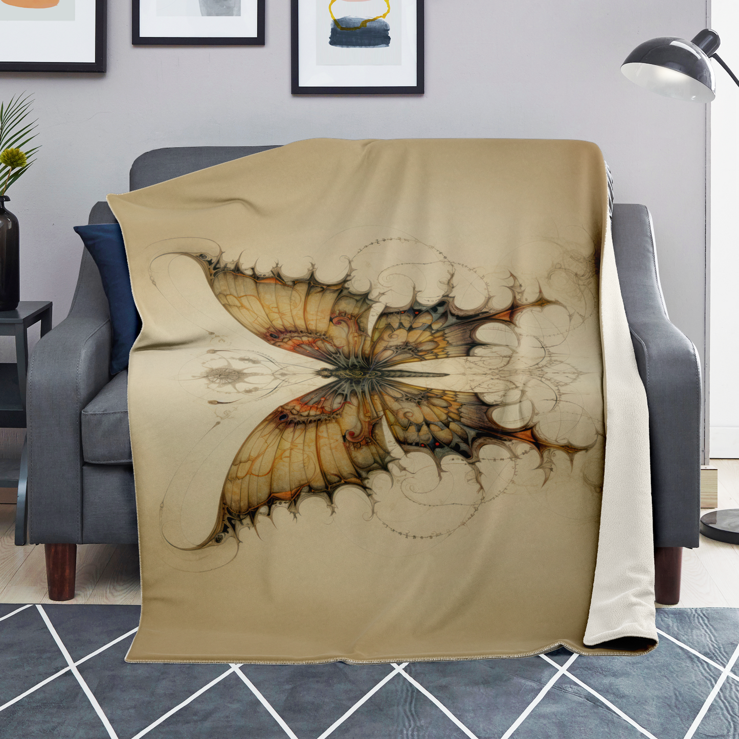 Dragontailed Butterfly Premium Microfleece Blanket