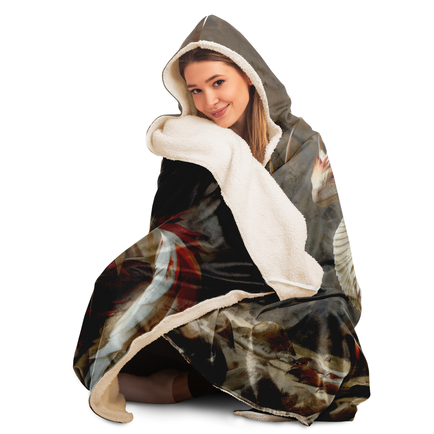 Snowfire Dragon Hooded Blanket