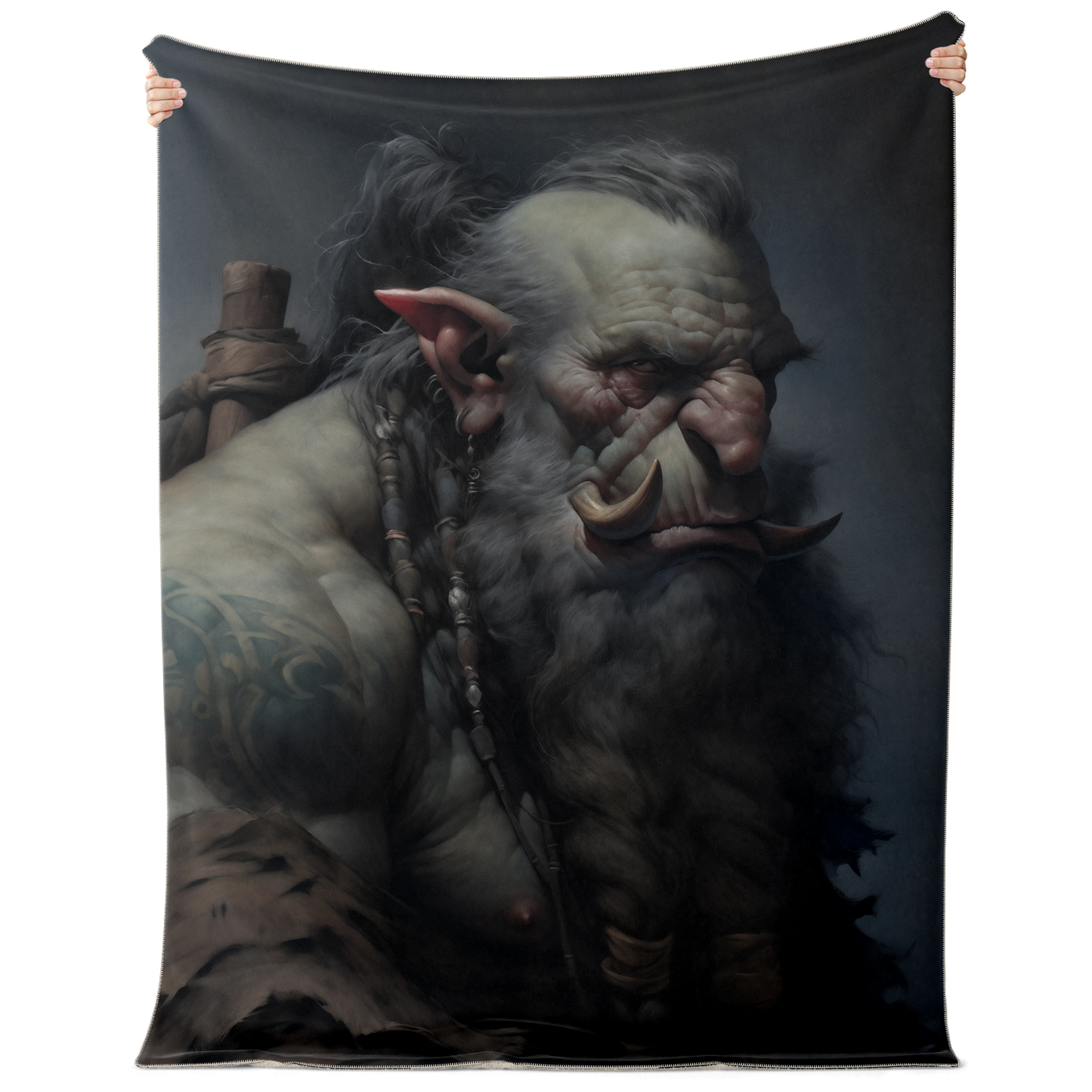 Troll Warrior Portrait Premium Microfleece Blanket