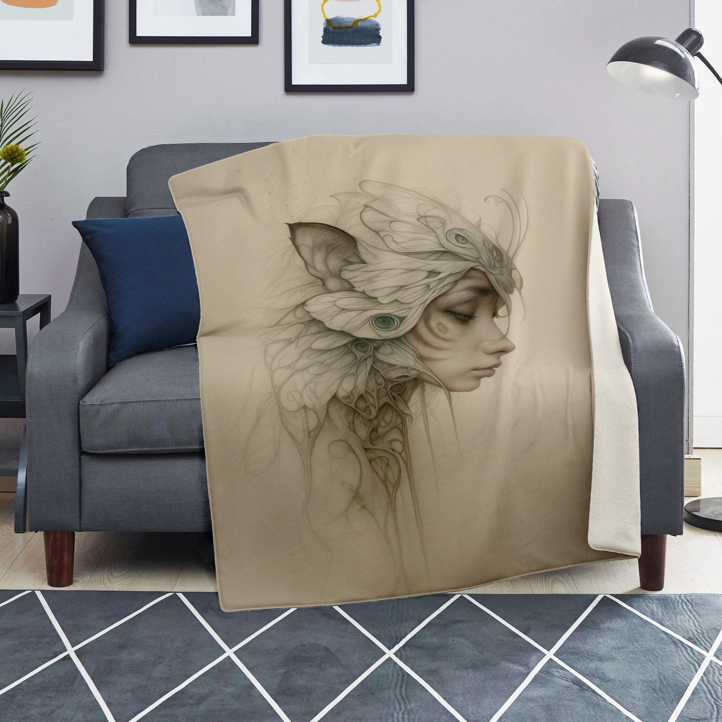 Woven in Whispered Feathers Premium Microfleece Blanket