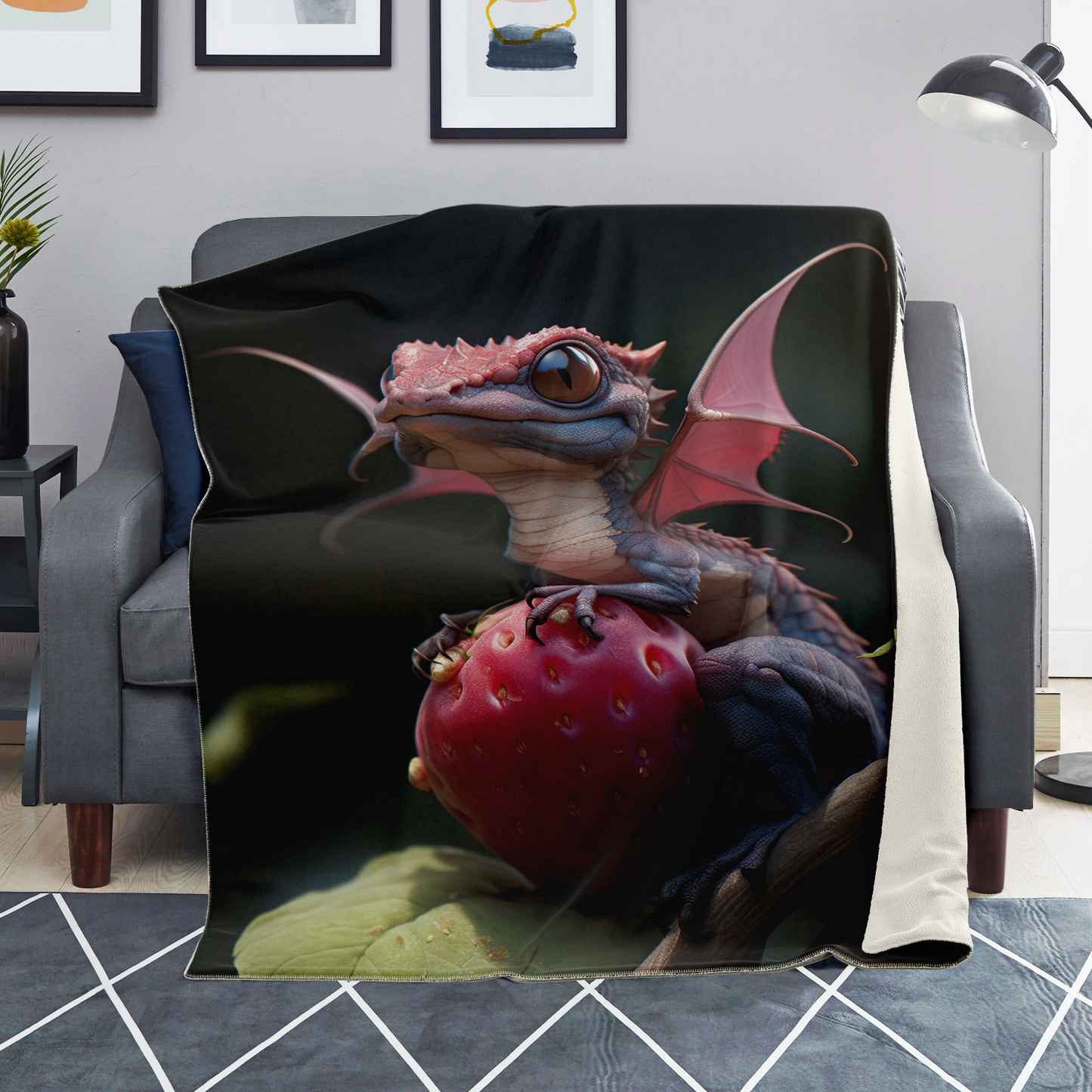 Premium Berry The Fairy Dragon Microfleece Blanket