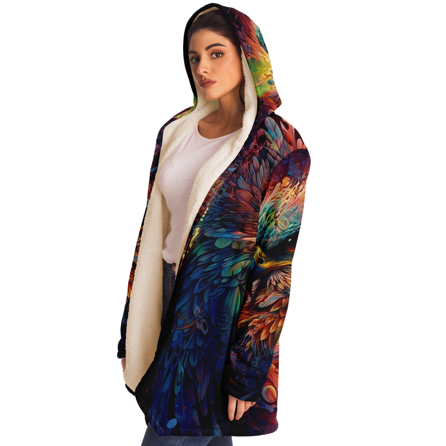 Rainbow Winged Falcon Microfleece Cloak