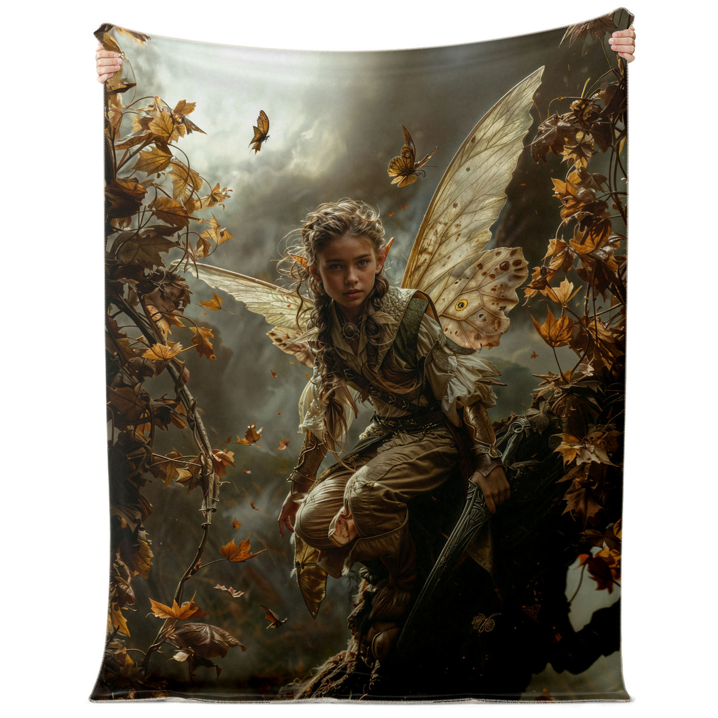 Autumns Winged Watcher Premium Microfleece Blanket