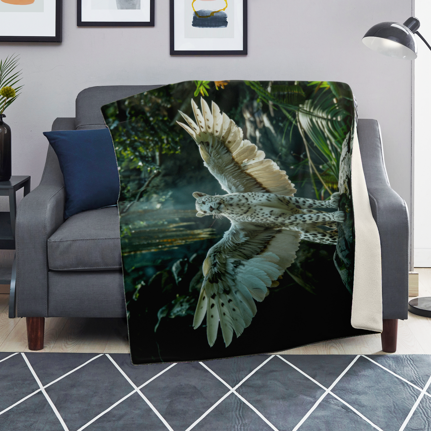 Premium Microfleece Winged Panther Blanket