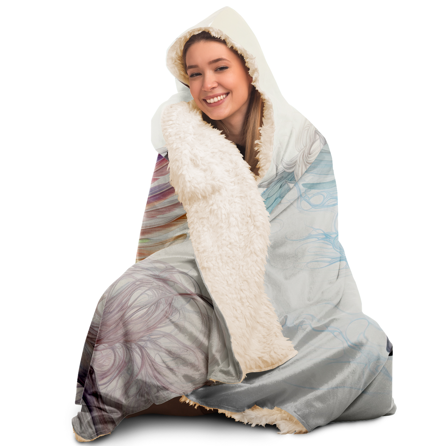 Aqua Fire Pegasus Hooded Blanket