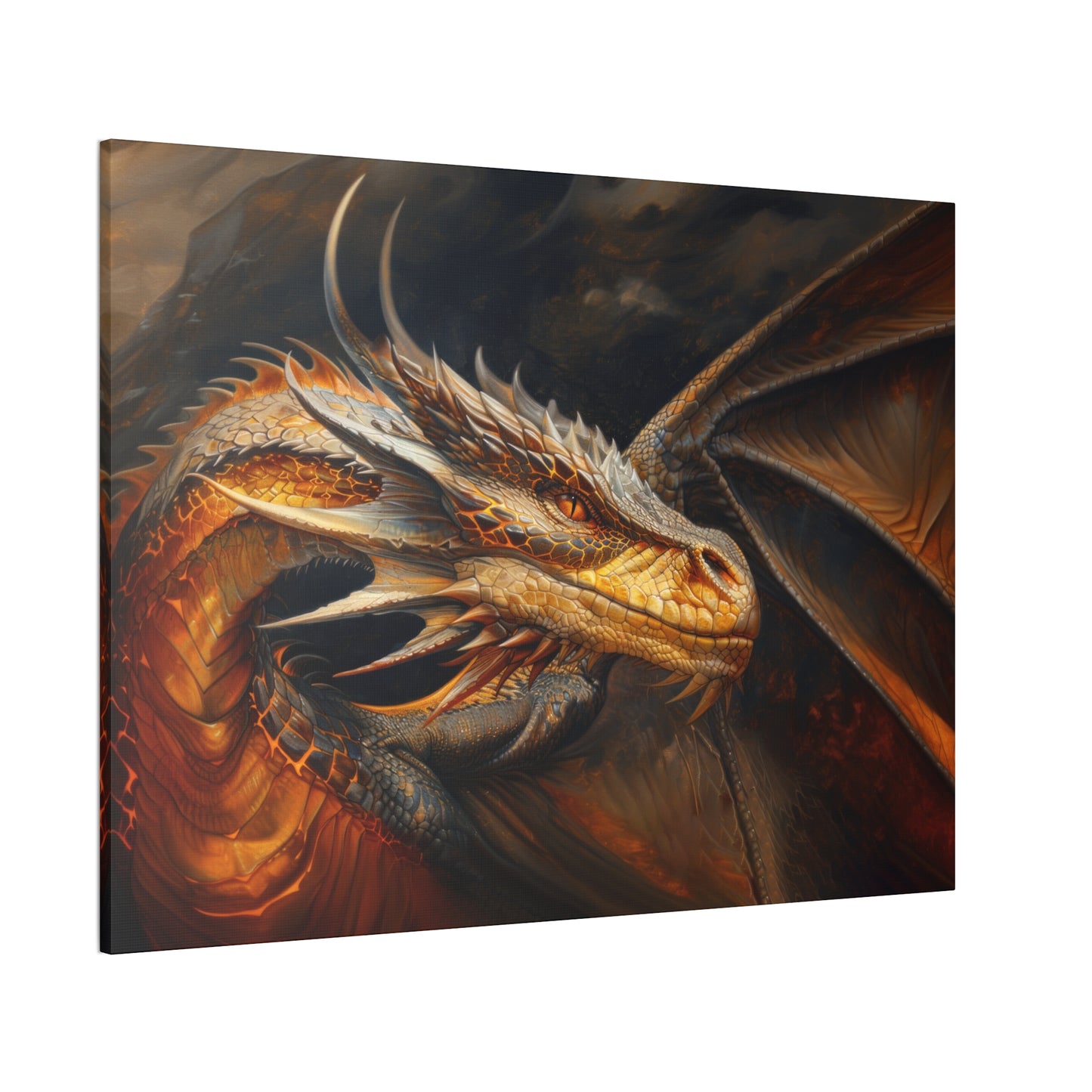 "Fireheart - Grandfather Dragon"  Canvas Stretched, 0.75" - Print