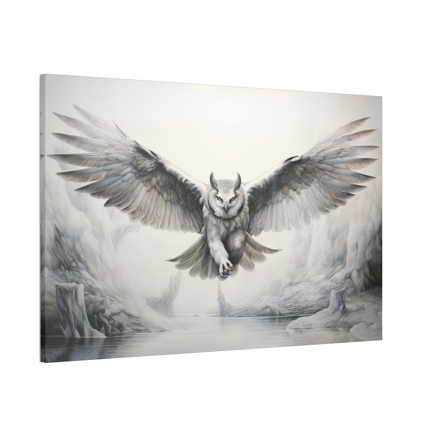 "Snowdrify Owl"  Canvas Stretched, 0.75" - Print