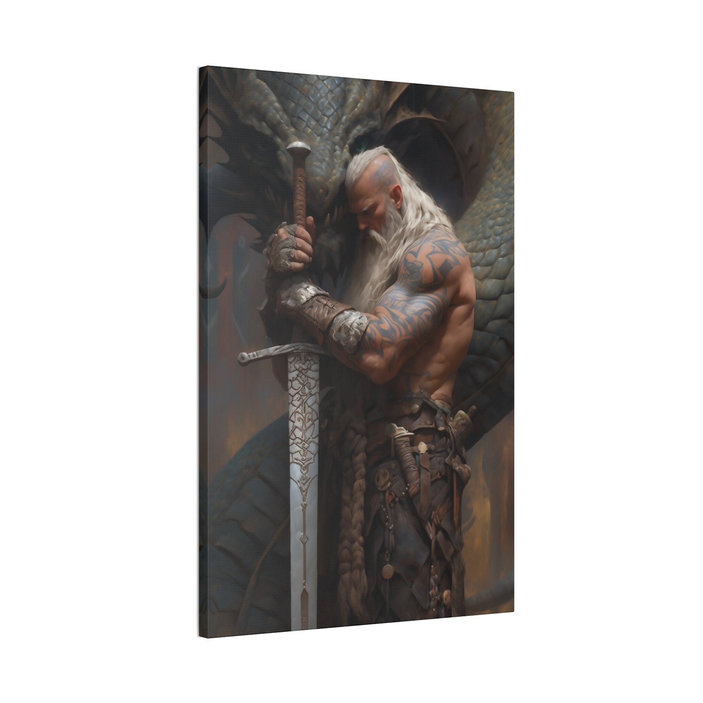 "A Viking And His Dragon" Canvas Stretched, 0.75" - Print