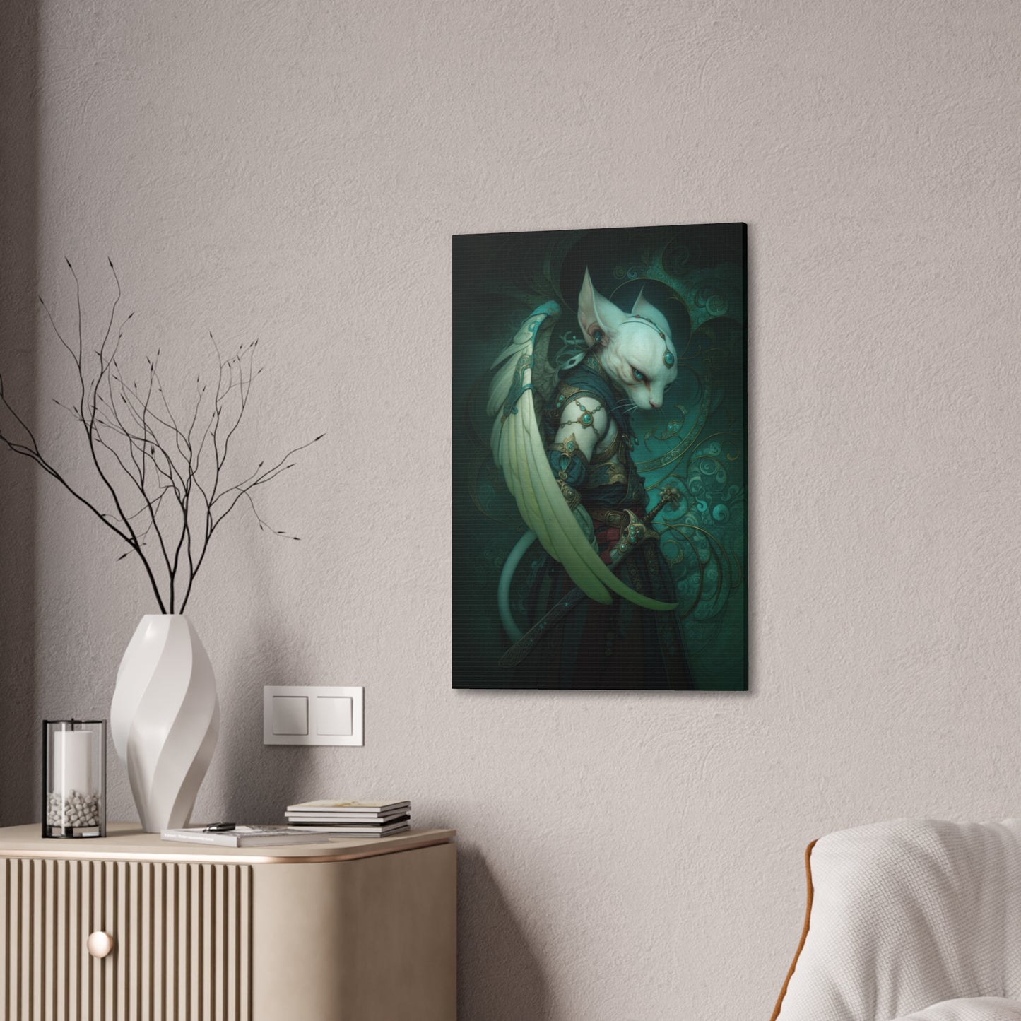 "Feline Protector Of The Veil" Canvas Stretched, 0.75" - Print