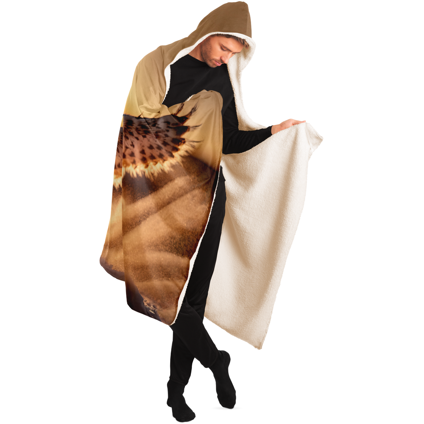 Winged Snow Lynx Hooded Blanket