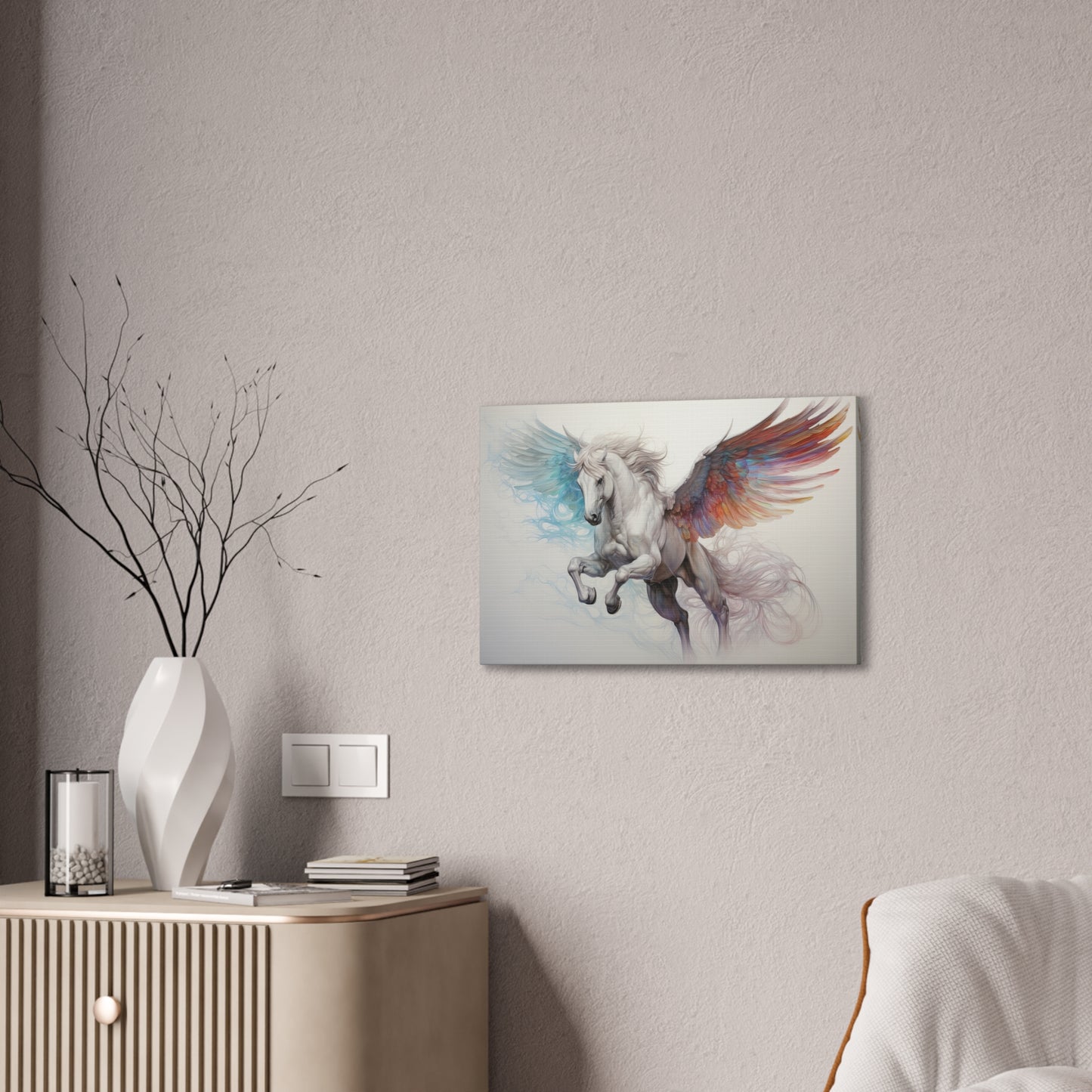 "Aqua Fire Pegasus"  Canvas Stretched, 0.75" - Print