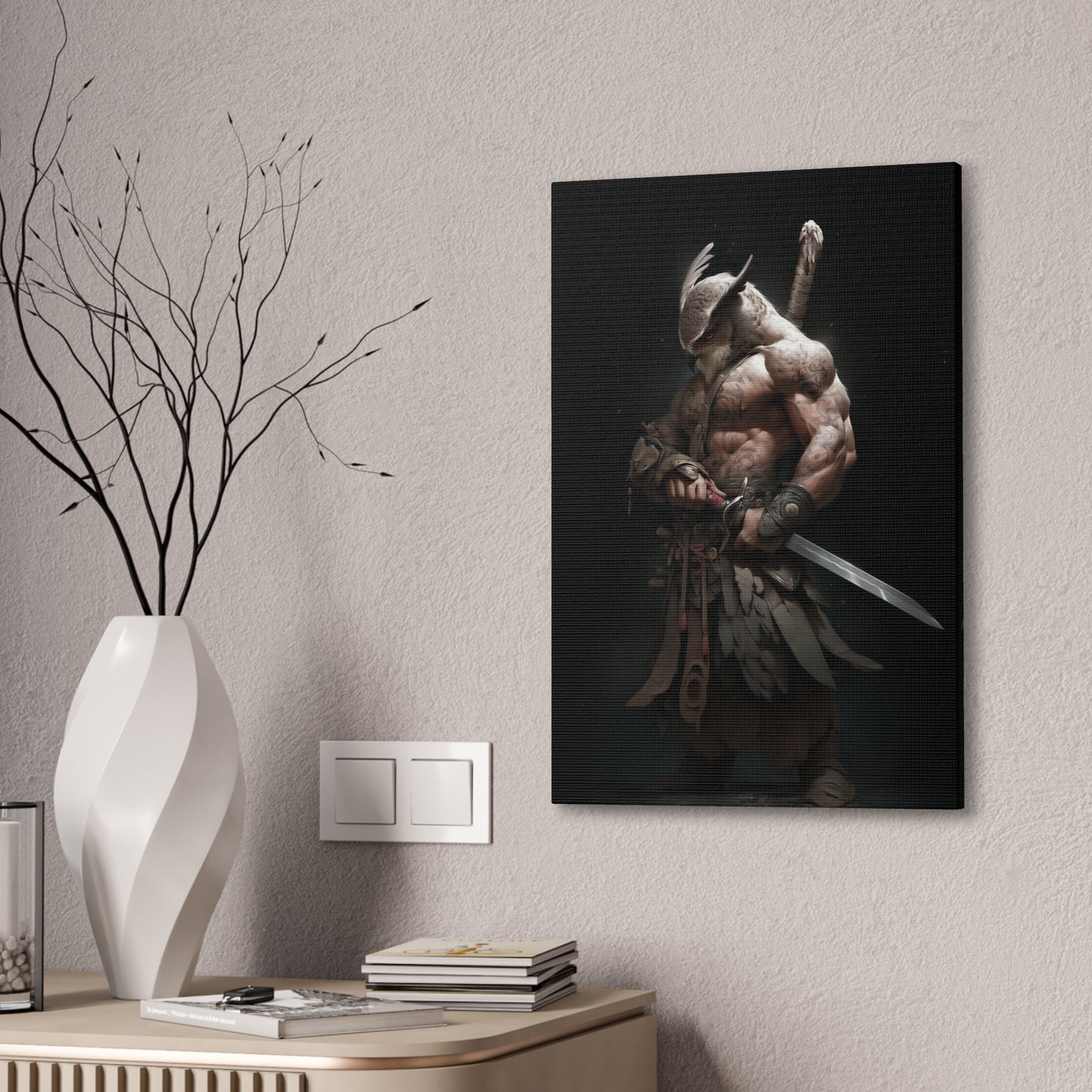 "Owl Hybrid Warrior" Canvas Stretched, 0.75" - Print