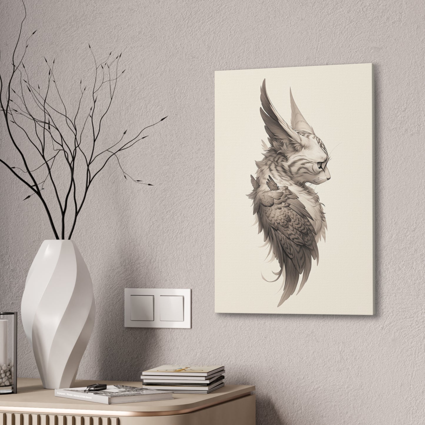 "Wing Eared Cat" Canvas Stretched, 0.75" - Print