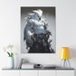 "Black & White Falcon Owl Samurai" Canvas Stretched, 0.75" - Print