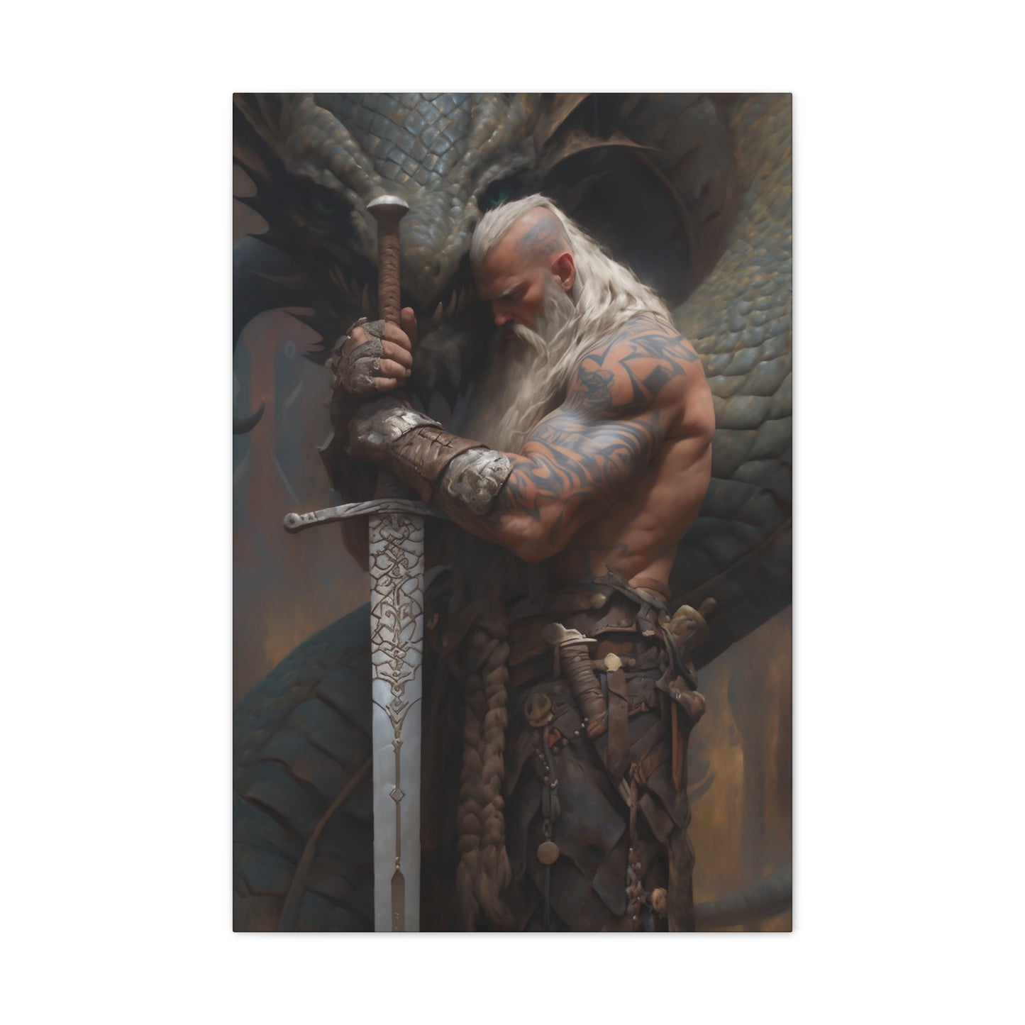 "A Viking And His Dragon" Canvas Stretched, 0.75" - Print