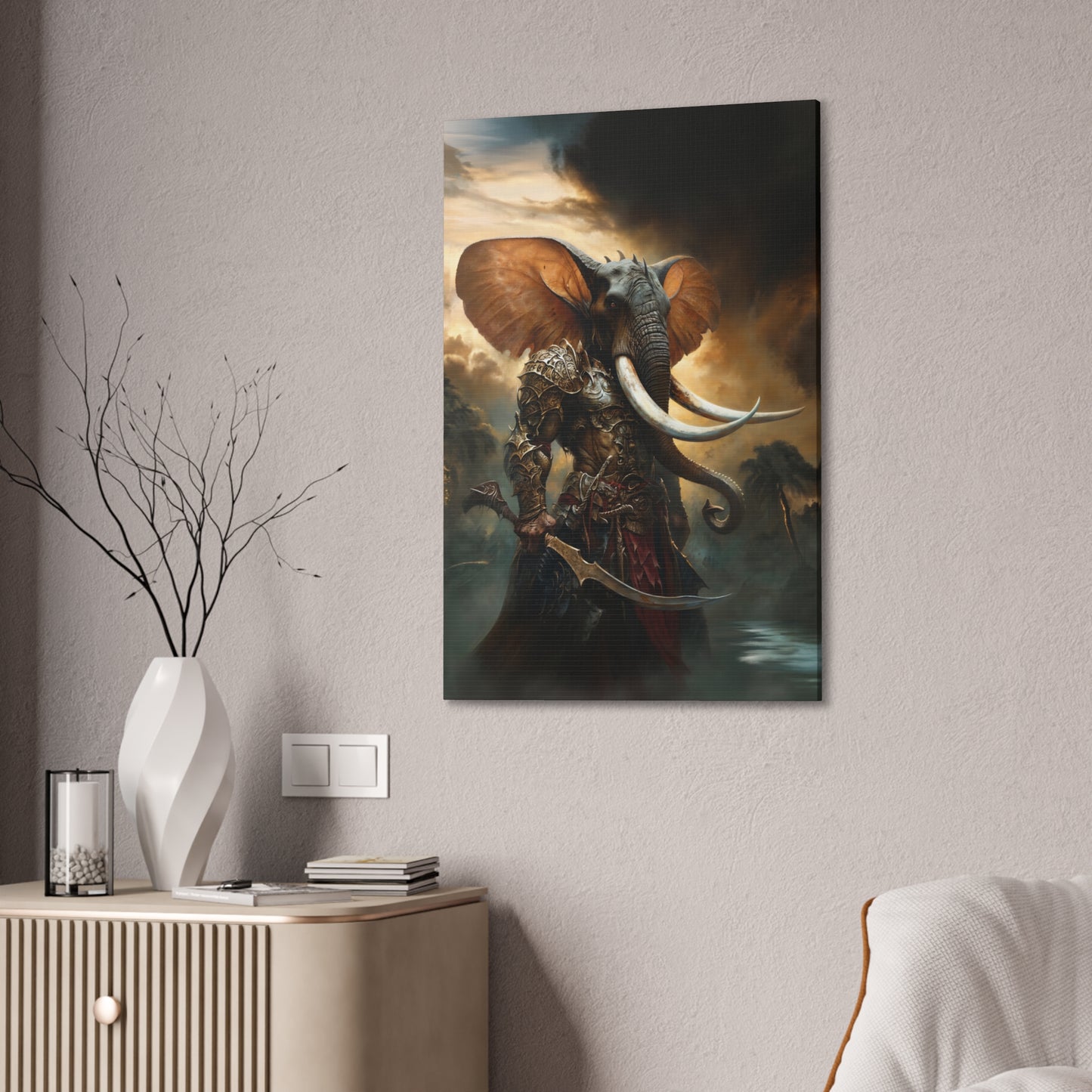 "Ivory Ottoman" Canvas Stretched, 0.75" - Print