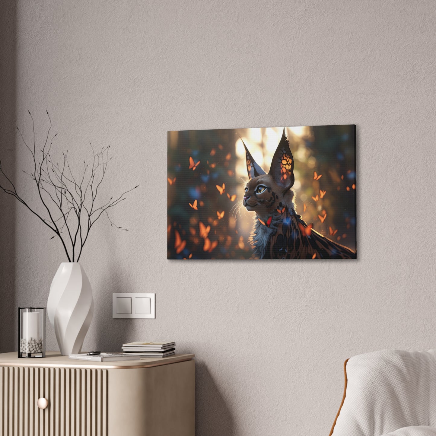 "Butterfly Cat"  Canvas Stretched, 0.75" - Print