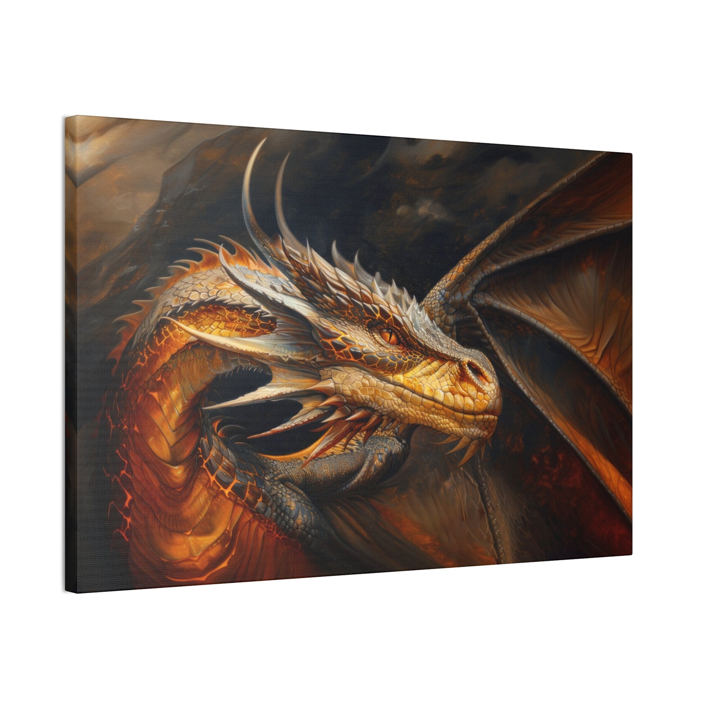 "Fireheart - Grandfather Dragon"  Canvas Stretched, 0.75" - Print