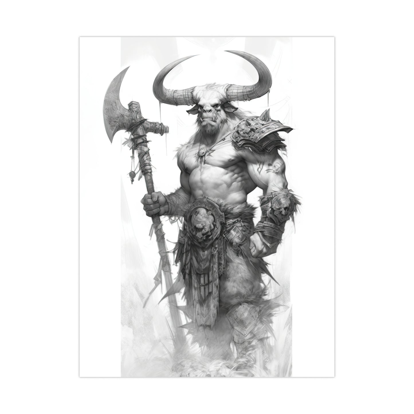 "Minotaur Viking Sketch" Poster - Print