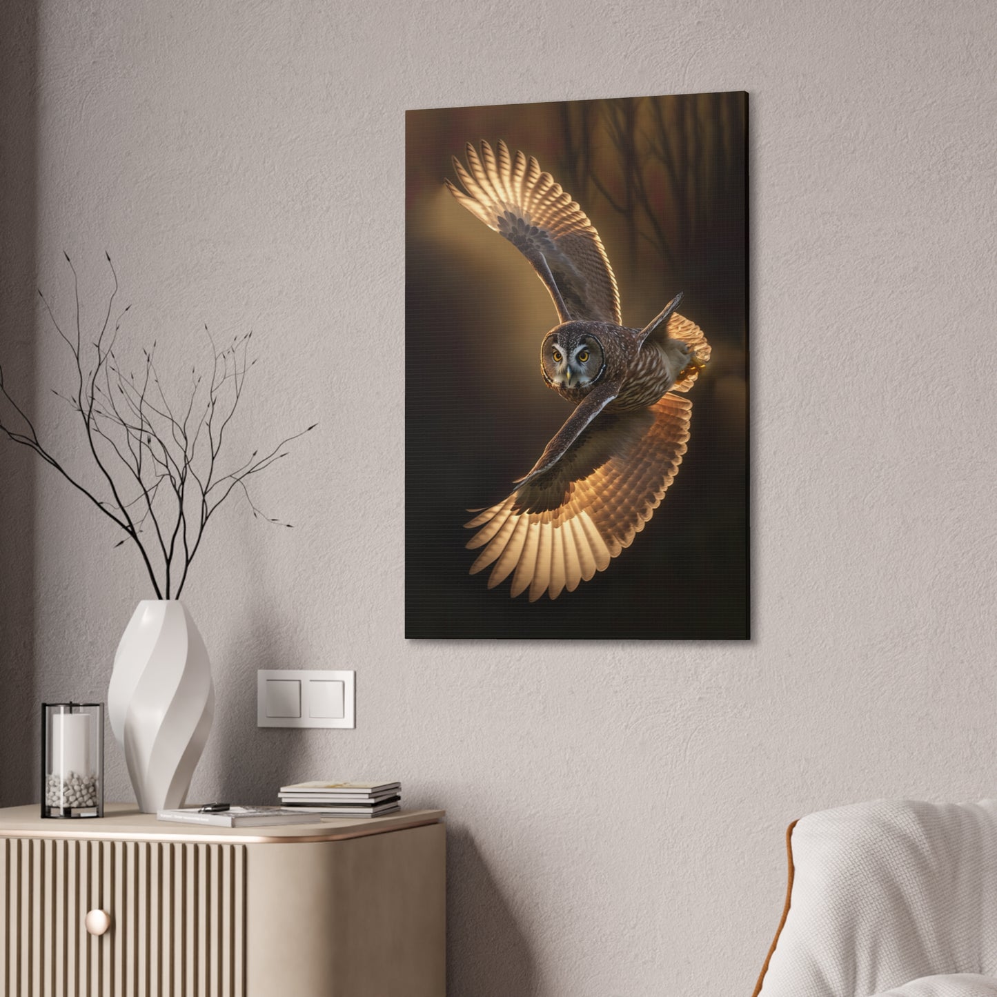 "Aerial Twister Owl" Canvas Stretched, 0.75" - Print