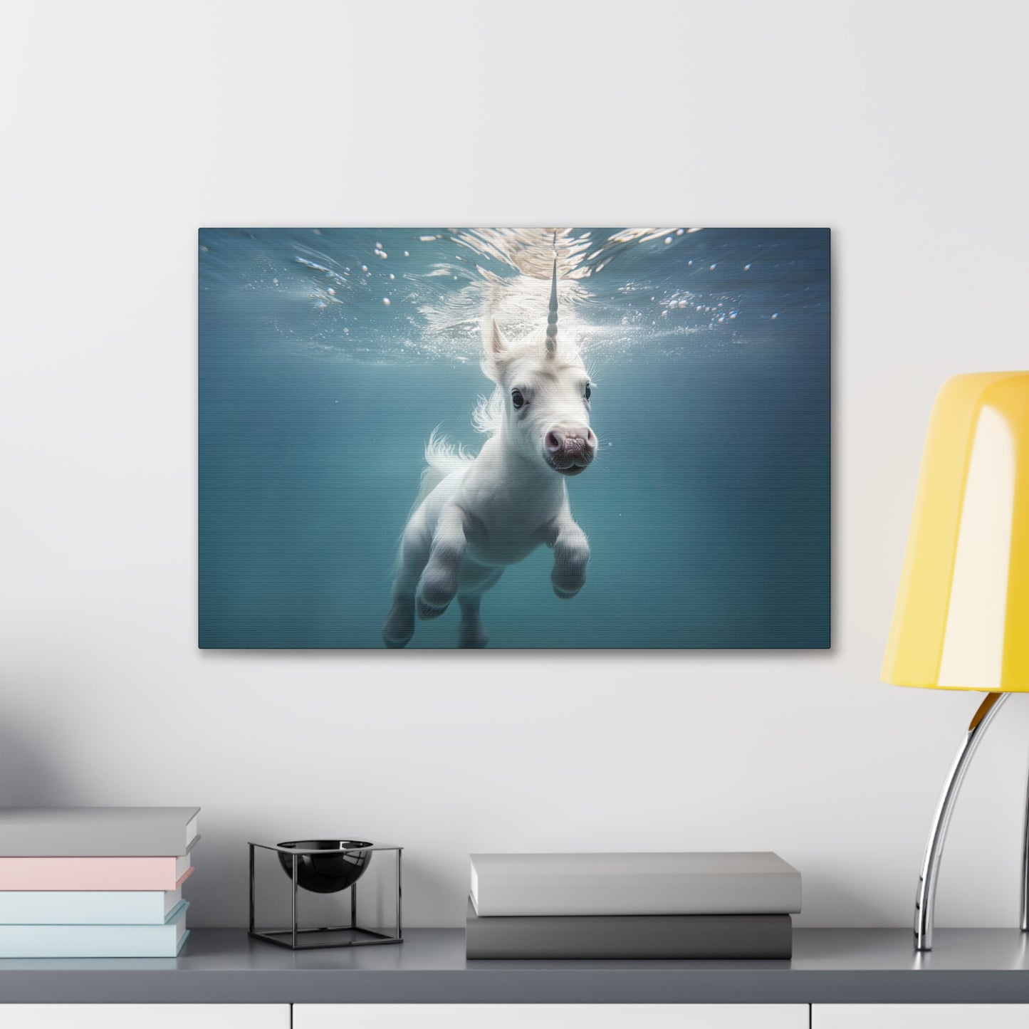 "Unicorns Aquatic Escapade"  Canvas Stretched, 0.75" - Print