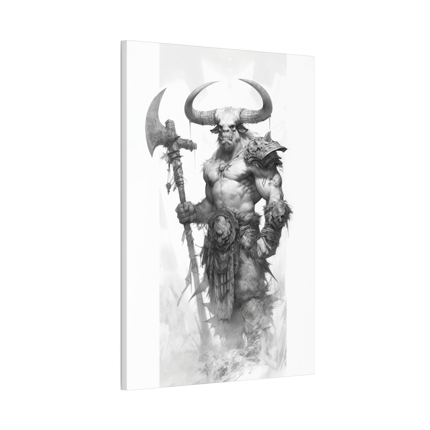 "Minotaur Viking Sketch" Canvas Stretched, 0.75" - Print