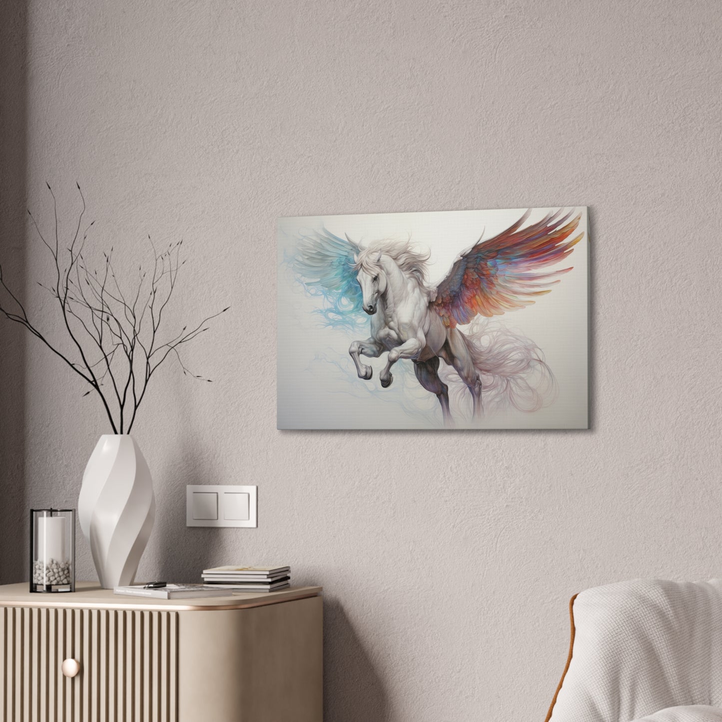 "Aqua Fire Pegasus"  Canvas Stretched, 0.75" - Print