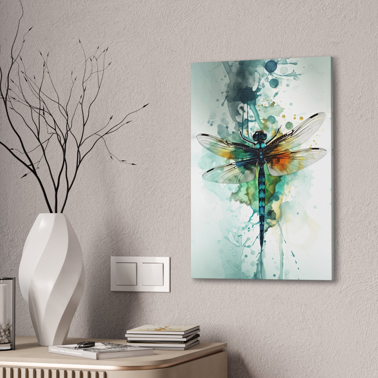 "Aquatic Whisper Dragonfly" Canvas Stretched, 0.75" - Print