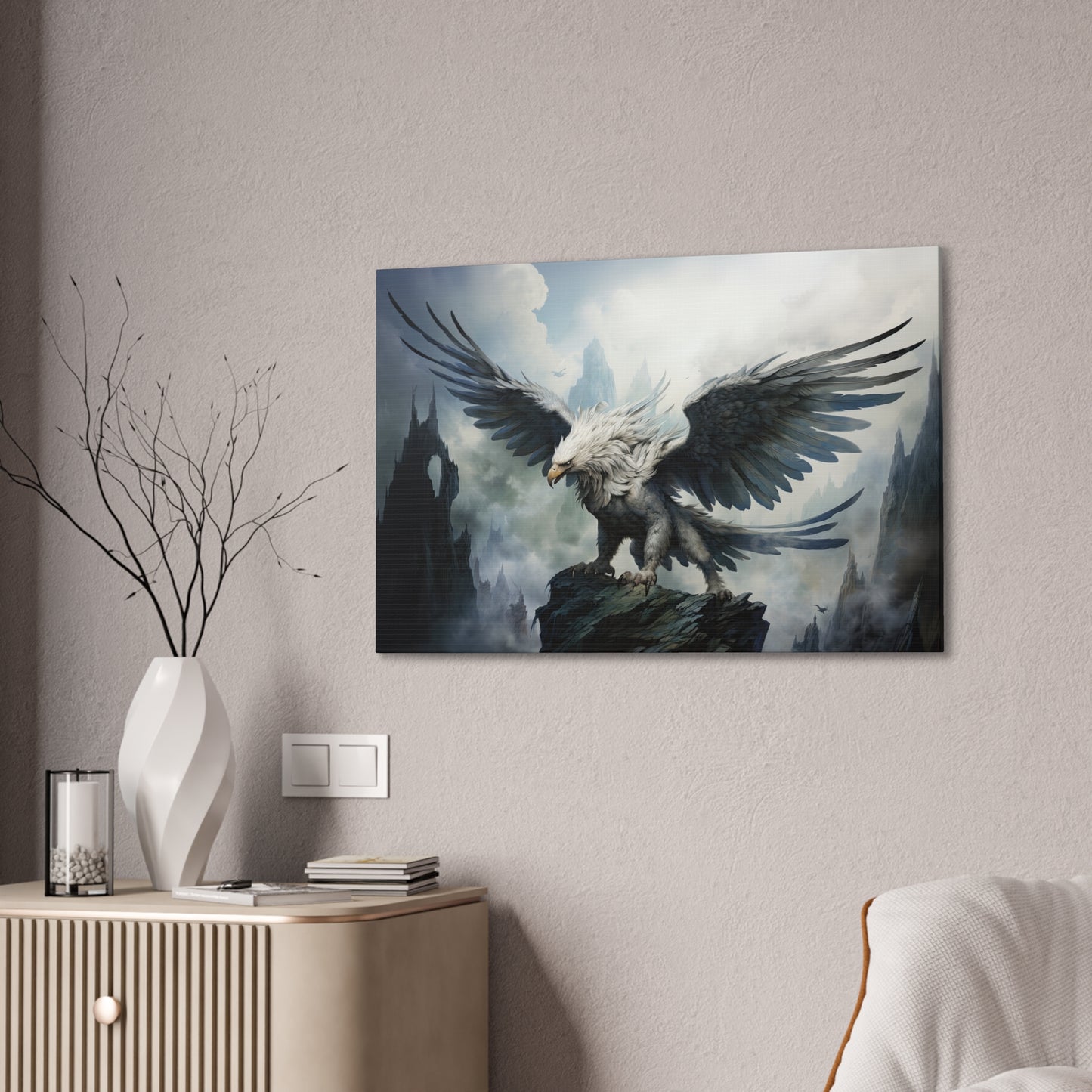 "Glacier Guardian Griffon"  Canvas Stretched, 0.75" - Print