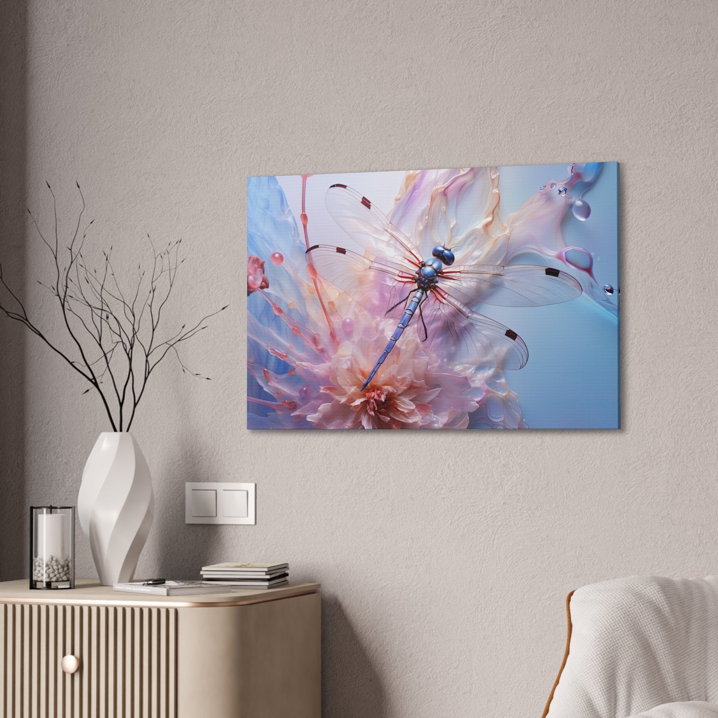 "Indigo Glider Dragonfly"  Canvas Stretched, 0.75" - Print