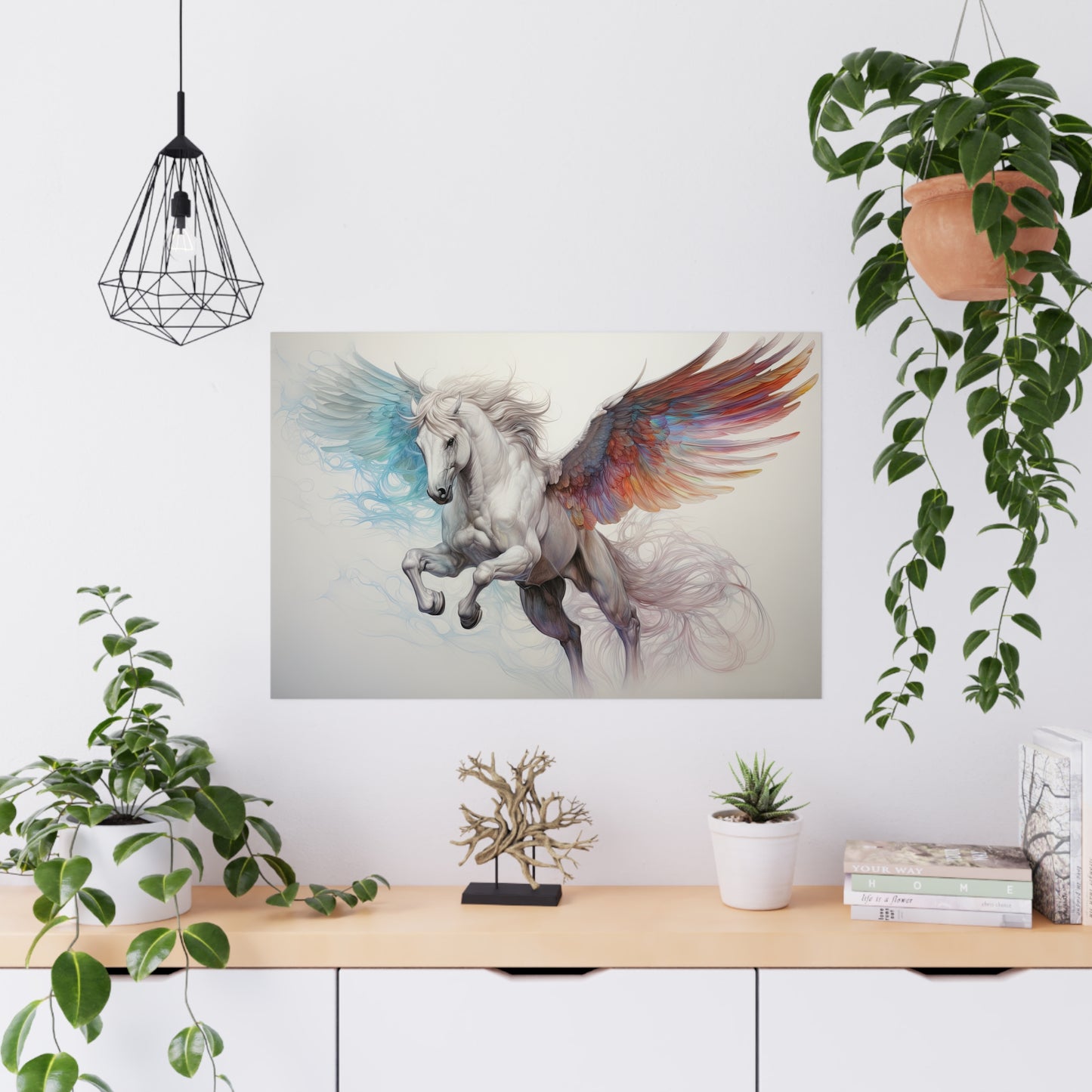 "Aqua Fire Pegasus" Poster - Print