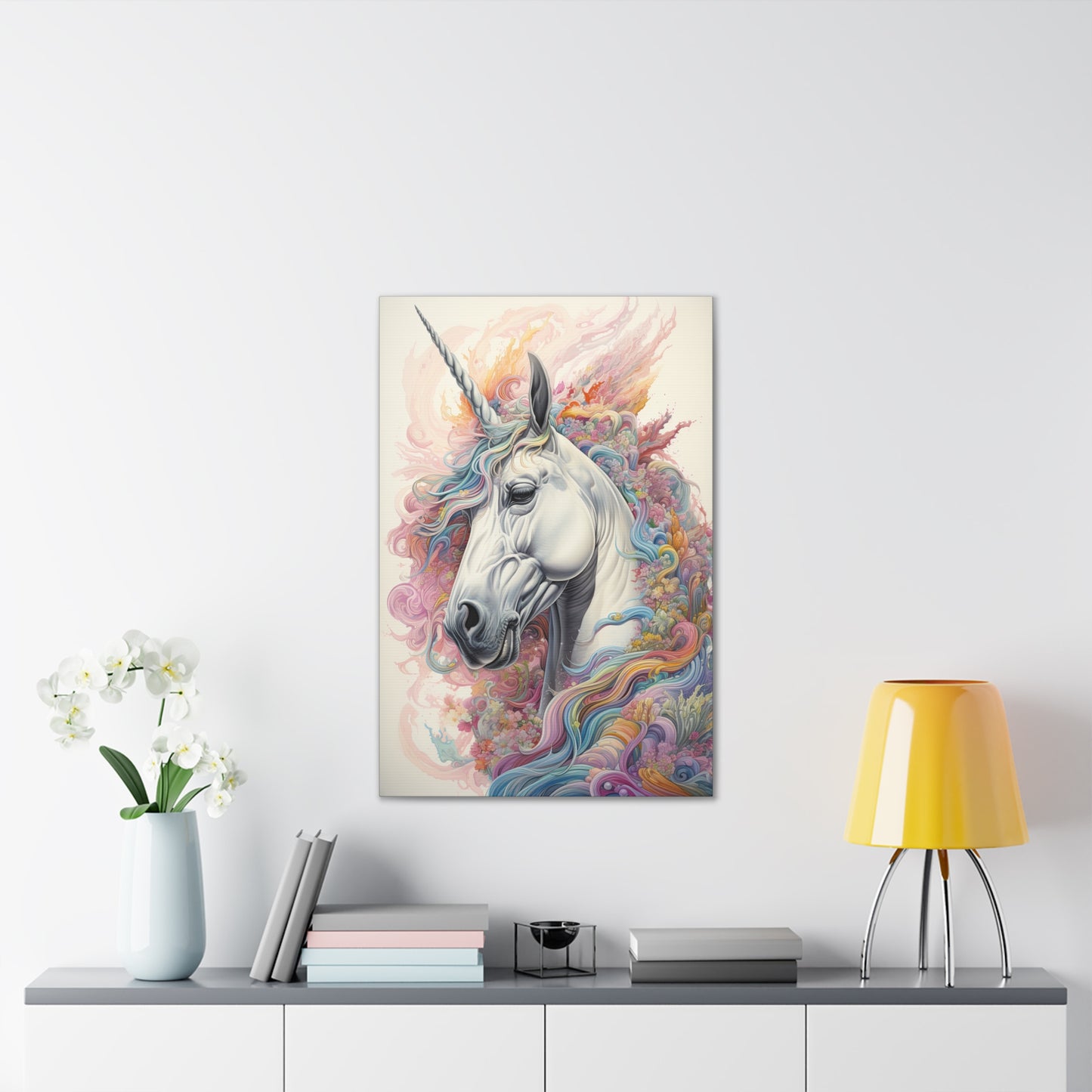 "Fluro Unicorn" Canvas Stretched, 0.75" - Print