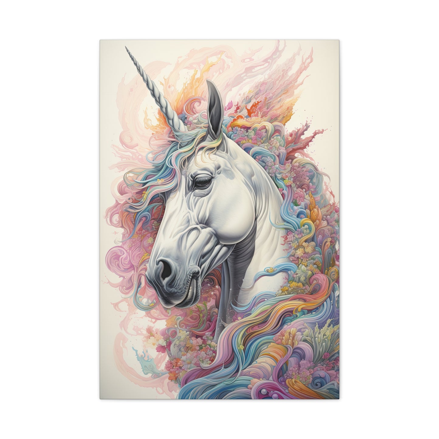 "Fluro Unicorn" Canvas Stretched, 0.75" - Print