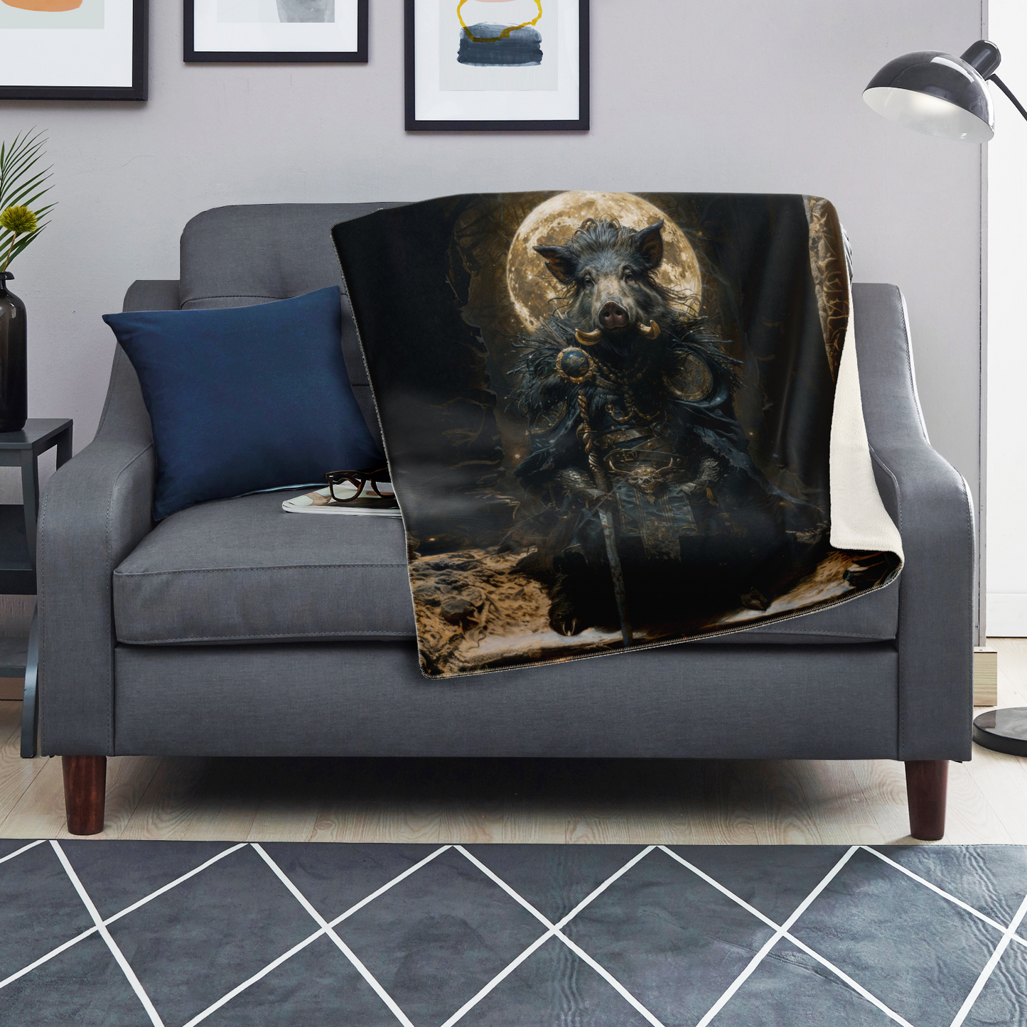 Shadowtusk Shaman Premium Microfleece Blanket