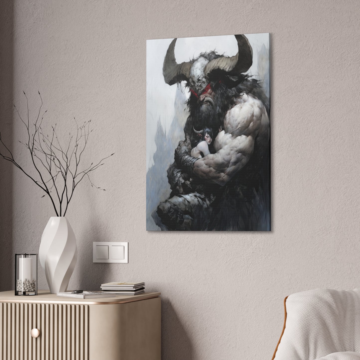 "Horned Protector" Canvas Stretched, 0.75" - Print