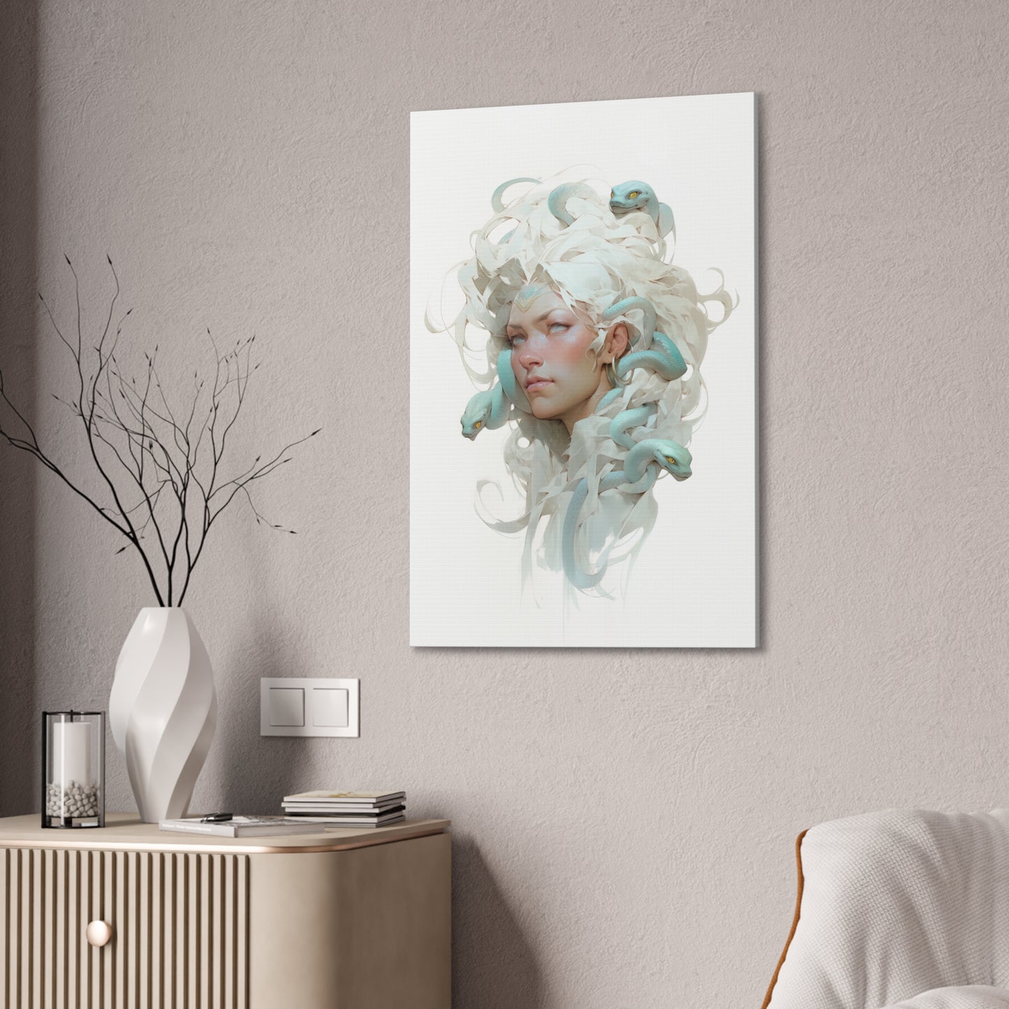 "White Medusa Queen" Canvas Stretched, 0.75" - Print