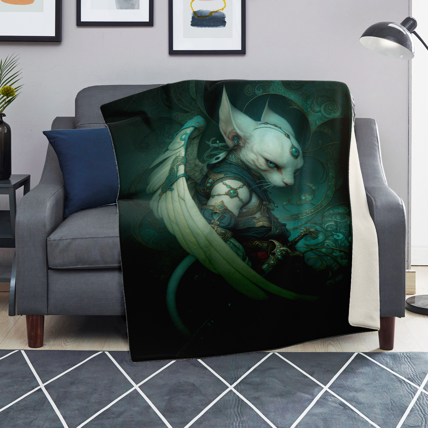 Feline Protector Of The Veil Premium Microfleece Blanket