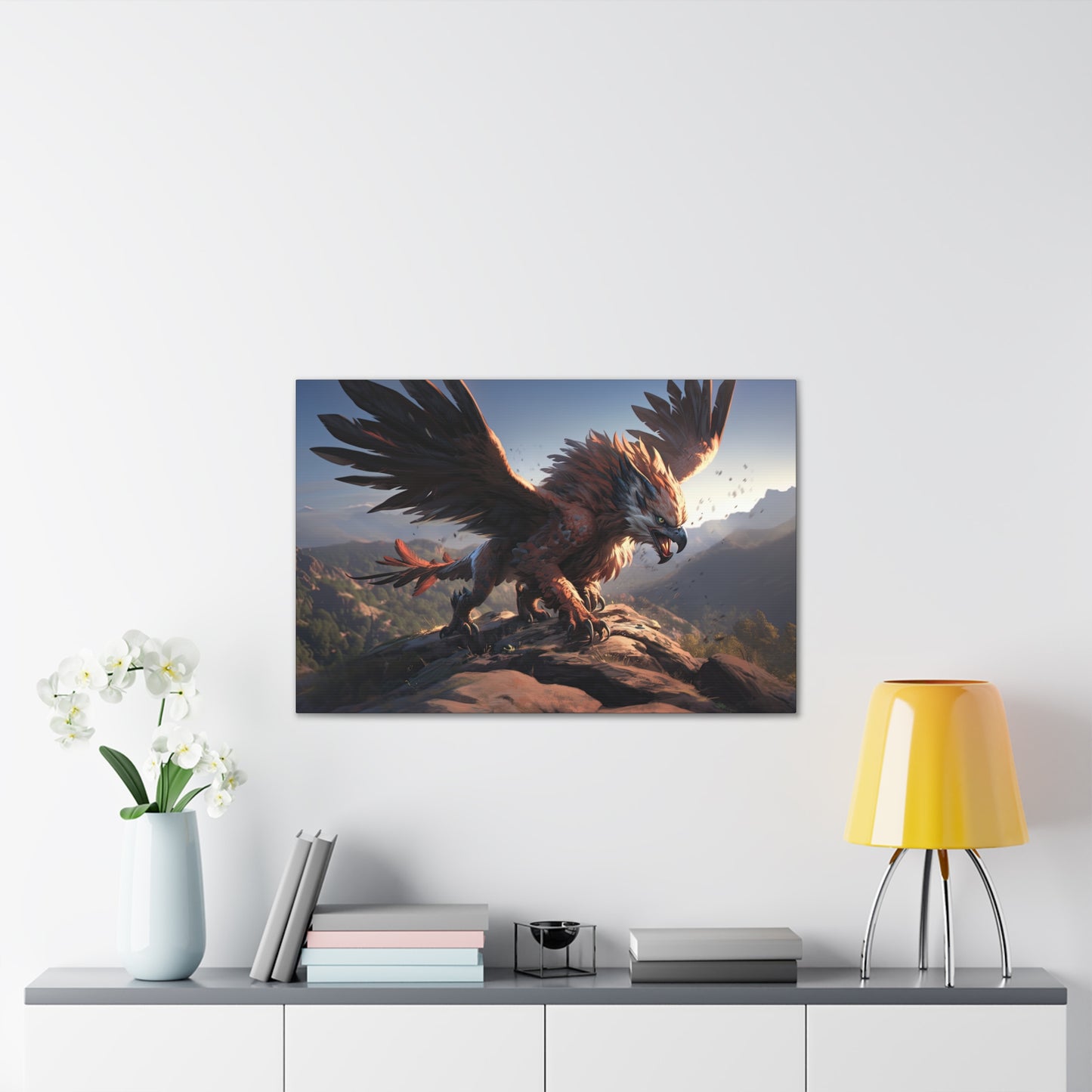 "Griffon Touchdown"  Canvas Stretched, 0.75" - Print