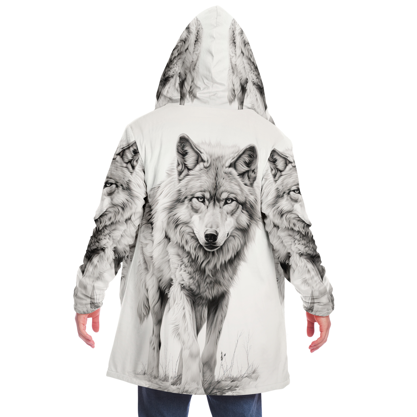 Wolf Sketch Microfleece Cloak