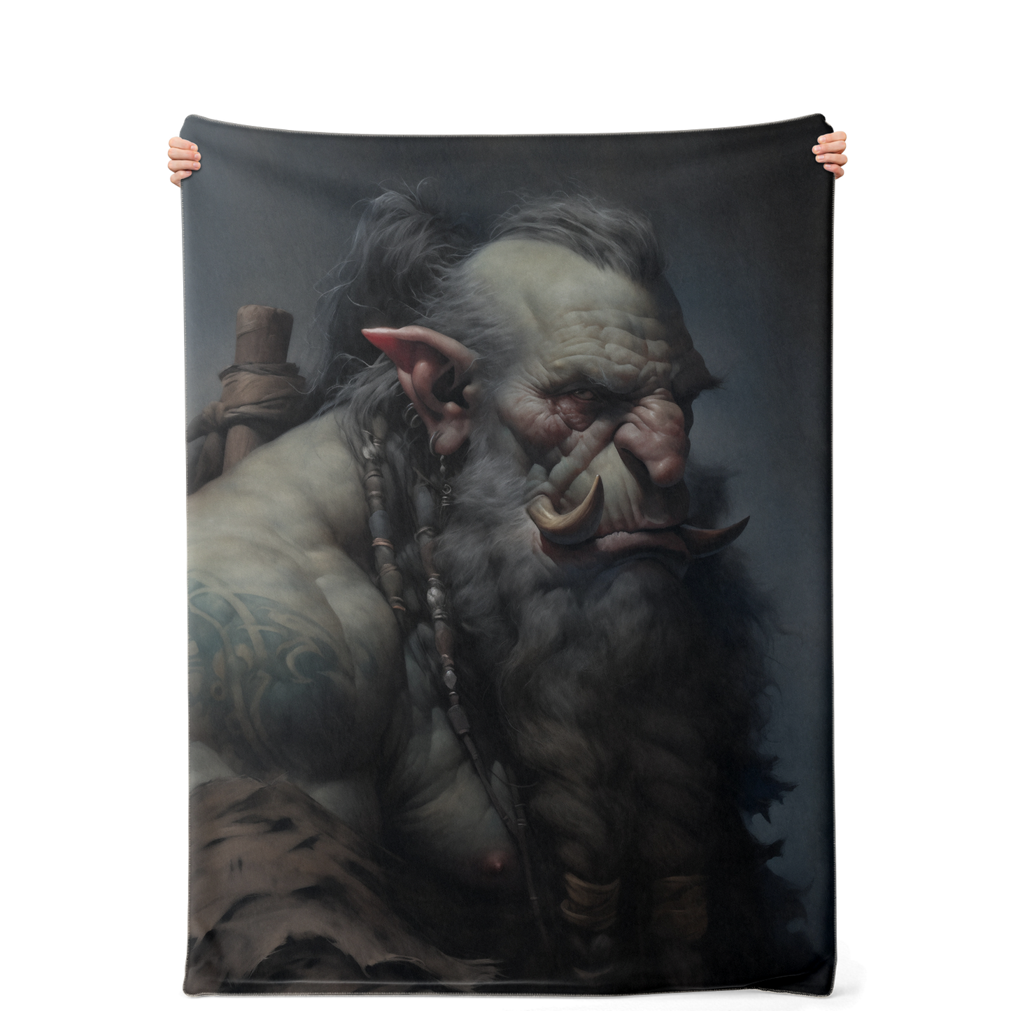 Troll Warrior Portrait Premium Microfleece Blanket