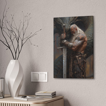 "A Viking And His Dragon" Canvas Stretched, 0.75" - Print